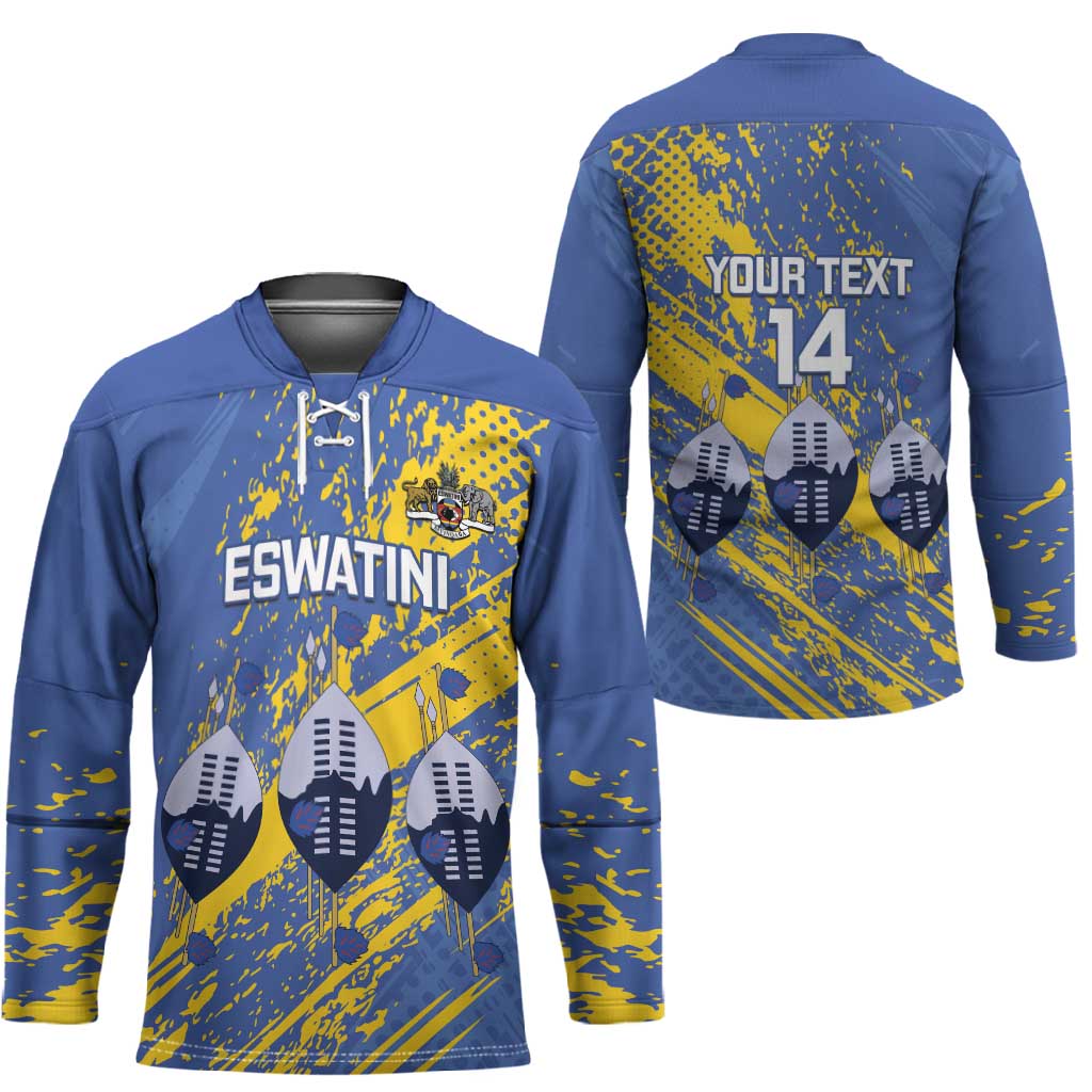 Eswatini Football Custom Hockey Jersey Sihlangu Semnikati Blue