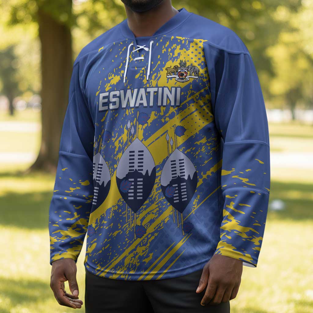 Eswatini Football Custom Hockey Jersey Sihlangu Semnikati Blue