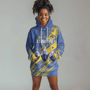 Eswatini Football Custom Hoodie Dress Sihlangu Semnikati Blue - African Pride