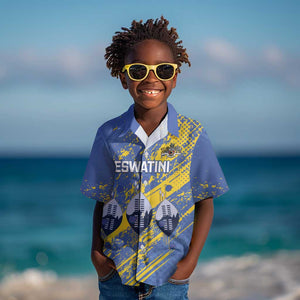 Eswatini Football Custom Kid Hawaiian Shirt Sihlangu Semnikati Blue - African Pride