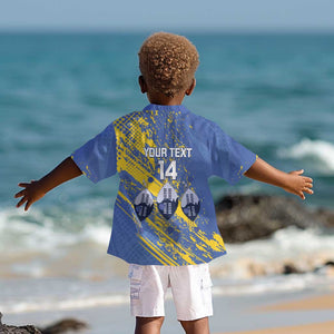 Eswatini Football Custom Kid Hawaiian Shirt Sihlangu Semnikati Blue - African Pride