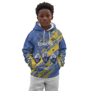 Eswatini Football Custom Kid Hoodie Sihlangu Semnikati Blue - African Pride