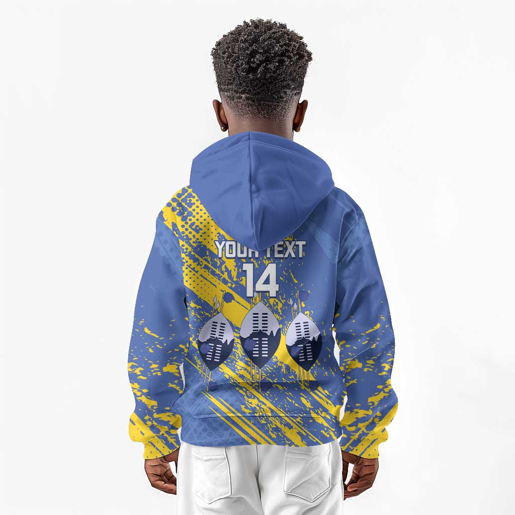 Eswatini Football Custom Kid Hoodie Sihlangu Semnikati Blue - African Pride