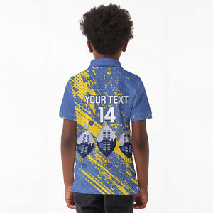 Eswatini Football Custom Kid Polo Shirt Sihlangu Semnikati Blue - African Pride