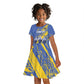 Eswatini Football Custom Kid Short Sleeve Dress Sihlangu Semnikati Blue - African Pride