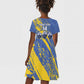 Eswatini Football Custom Kid Short Sleeve Dress Sihlangu Semnikati Blue - African Pride