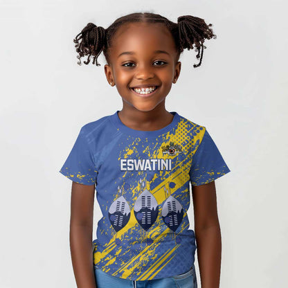 Eswatini Football Custom Kid T shirt Sihlangu Semnikati Blue - African Pride