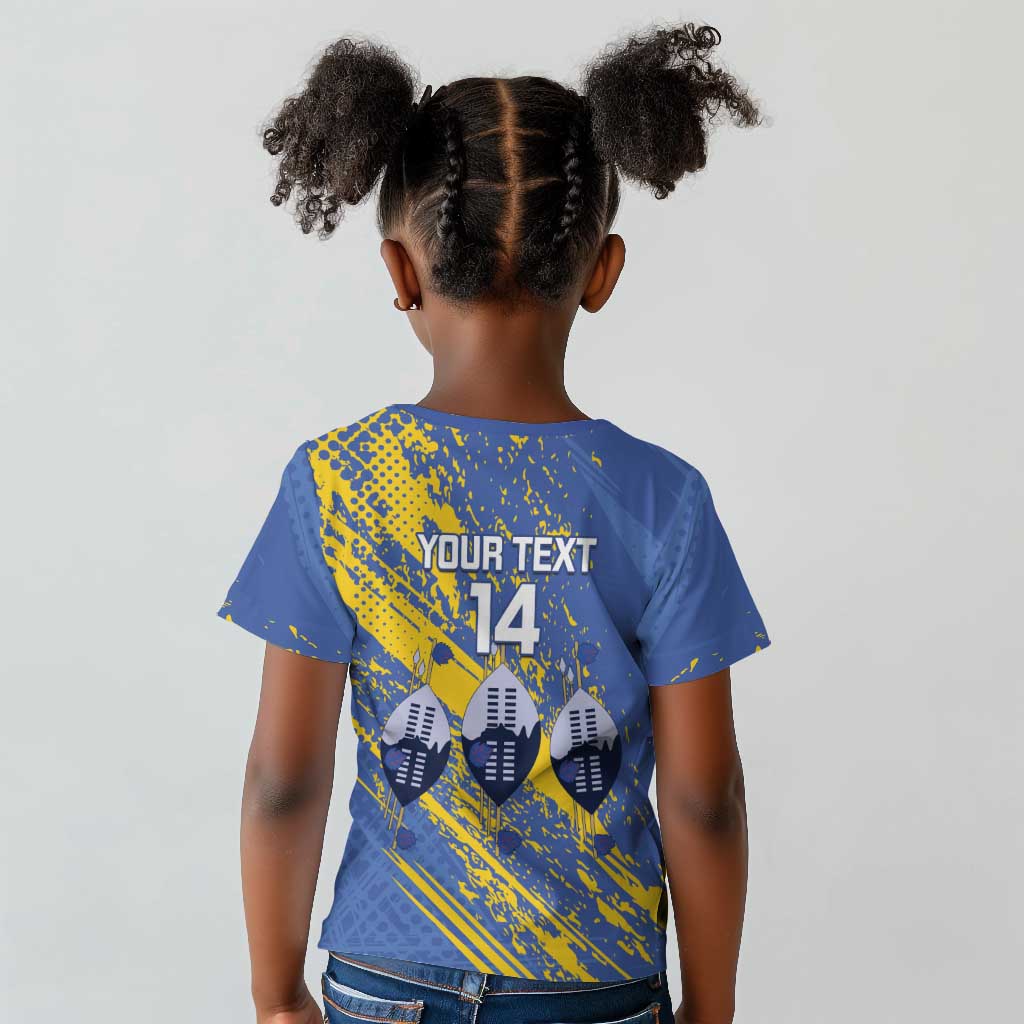 Eswatini Football Custom Kid T shirt Sihlangu Semnikati Blue - African Pride