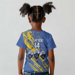 Eswatini Football Custom Kid T shirt Sihlangu Semnikati Blue - African Pride