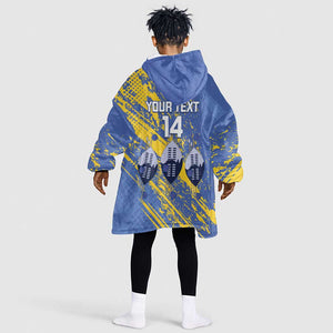 Eswatini Football Custom Kid Wearable Blanket Hoodie Sihlangu Semnikati Blue - African Pride