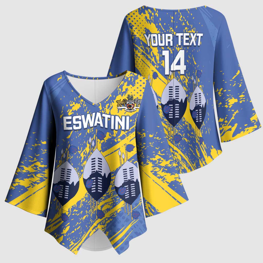 Eswatini Football Custom Kimono Sleeve Blouse Sihlangu Semnikati Blue