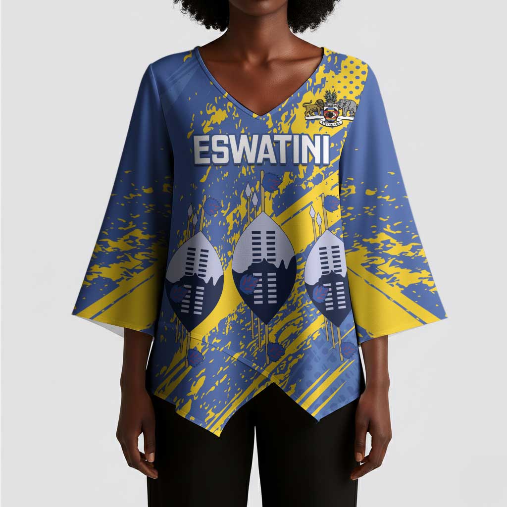Eswatini Football Custom Kimono Sleeve Blouse Sihlangu Semnikati Blue