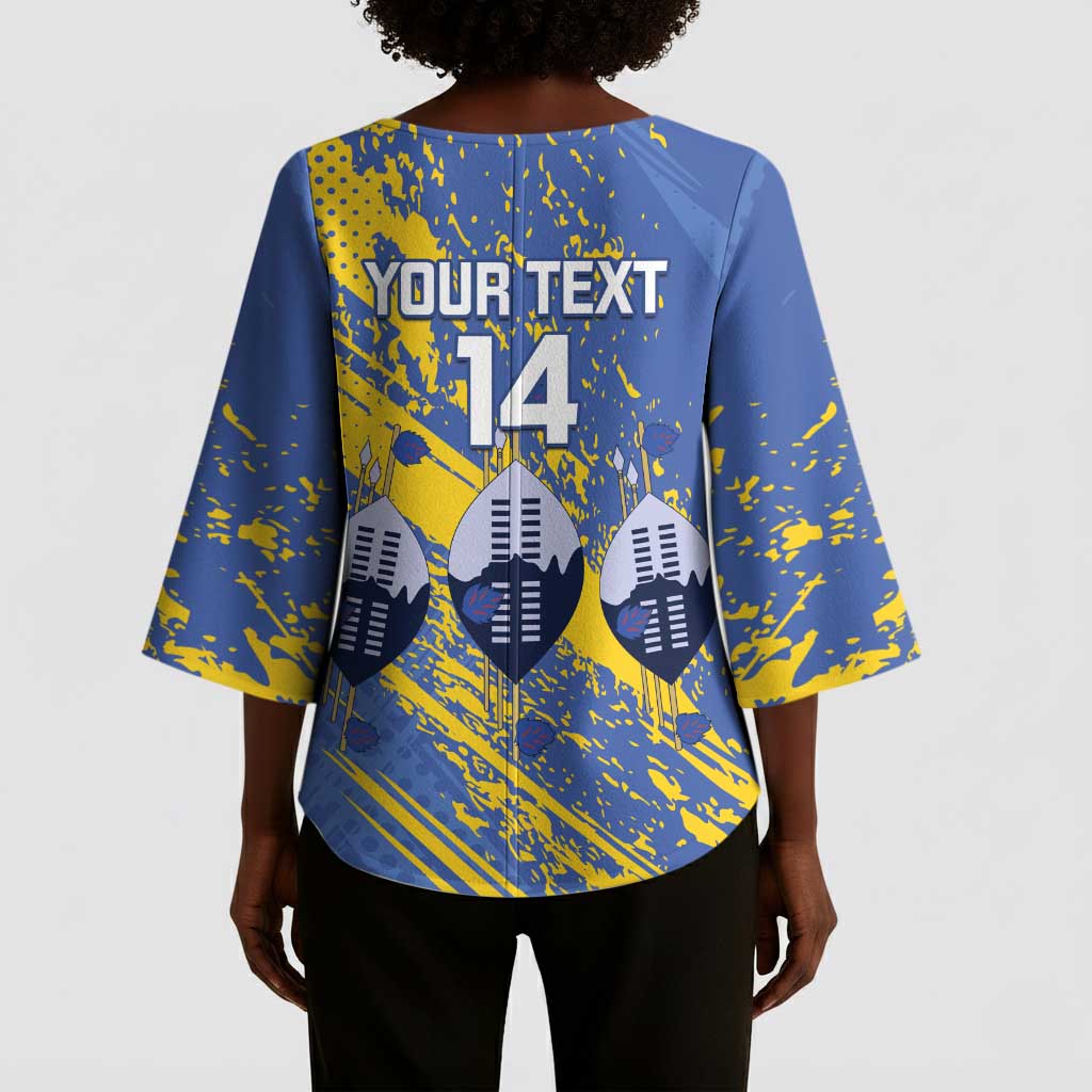 Eswatini Football Custom Kimono Sleeve Blouse Sihlangu Semnikati Blue