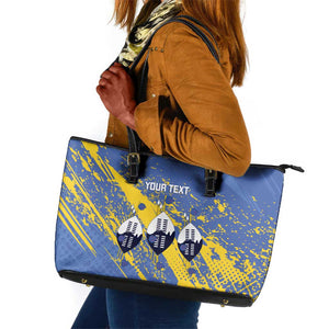 Eswatini Football Custom Leather Tote Bag Sihlangu Semnikati Blue - African Pride