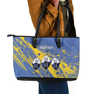 Eswatini Football Custom Leather Tote Bag Sihlangu Semnikati Blue - African Pride