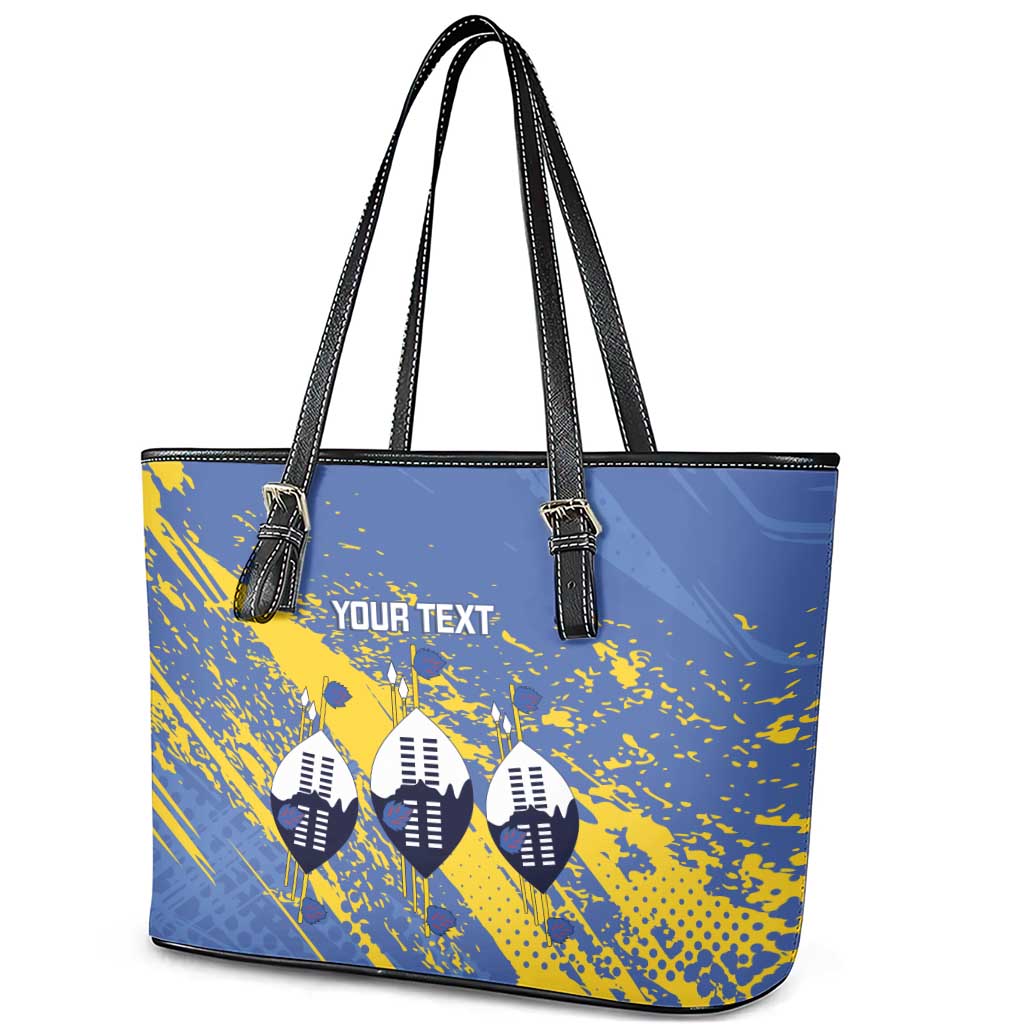 Eswatini Football Custom Leather Tote Bag Sihlangu Semnikati Blue - African Pride
