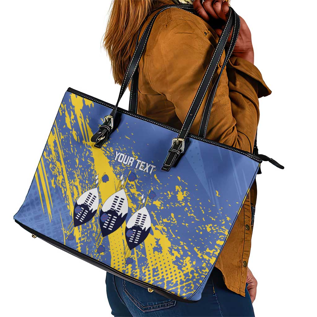 Eswatini Football Custom Leather Tote Bag Sihlangu Semnikati Blue - African Pride