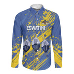 Eswatini Football Custom Long Sleeve Button Shirt Sihlangu Semnikati Blue - African Pride