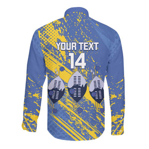 Eswatini Football Custom Long Sleeve Button Shirt Sihlangu Semnikati Blue - African Pride