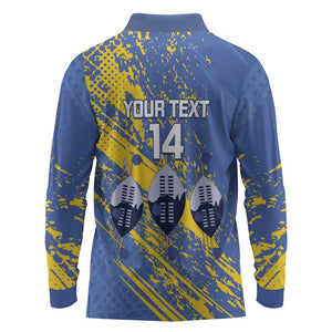 Eswatini Football Custom Long Sleeve Polo Shirt Sihlangu Semnikati Blue - African Pride