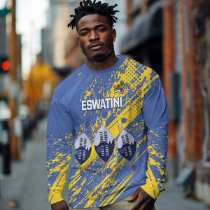 Eswatini Football Custom Long Sleeve Shirt Sihlangu Semnikati Blue - African Pride