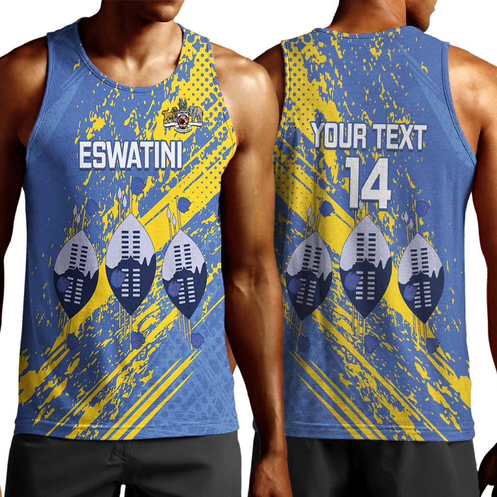 Eswatini Football Custom Men Tank Top Sihlangu Semnikati Blue - African Pride