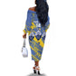 Eswatini Football Custom Off The Shoulder Long Sleeve Dress Sihlangu Semnikati Blue - African Pride