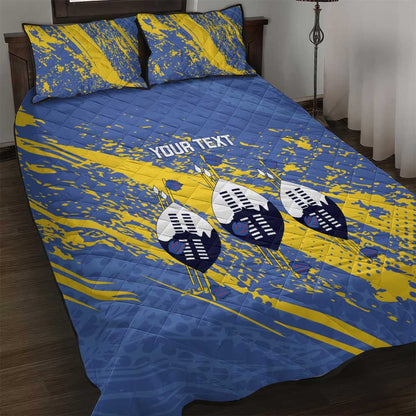 Eswatini Football Custom Quilt Bed Set Sihlangu Semnikati Blue - African Pride