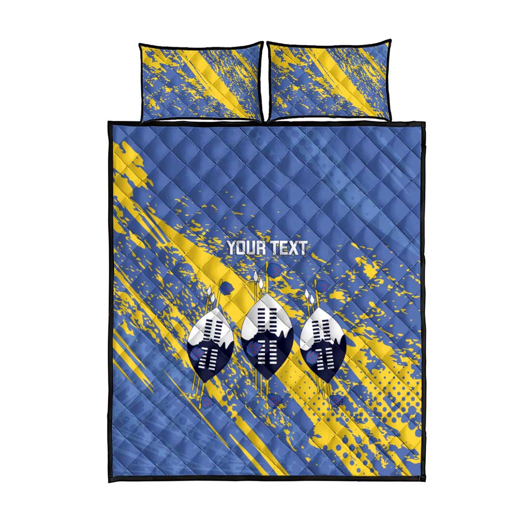 Eswatini Football Custom Quilt Bed Set Sihlangu Semnikati Blue - African Pride