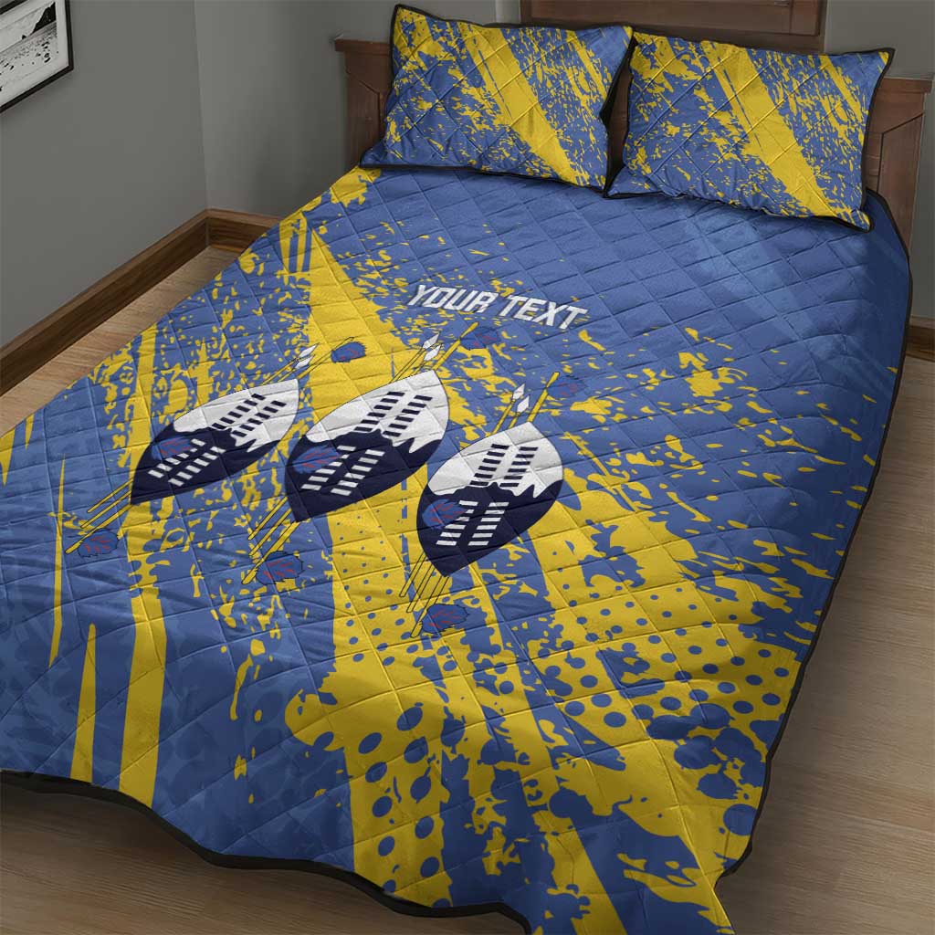 Eswatini Football Custom Quilt Bed Set Sihlangu Semnikati Blue - African Pride