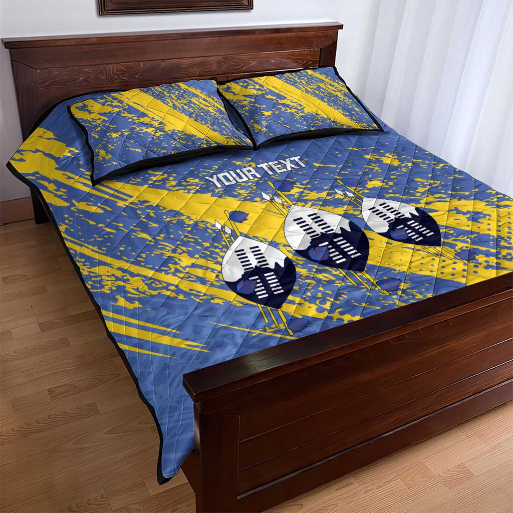 Eswatini Football Custom Quilt Bed Set Sihlangu Semnikati Blue - African Pride