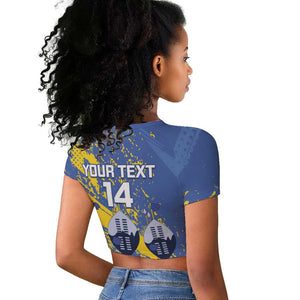 Eswatini Football Custom Raglan Cropped T shirt Sihlangu Semnikati Blue - African Pride