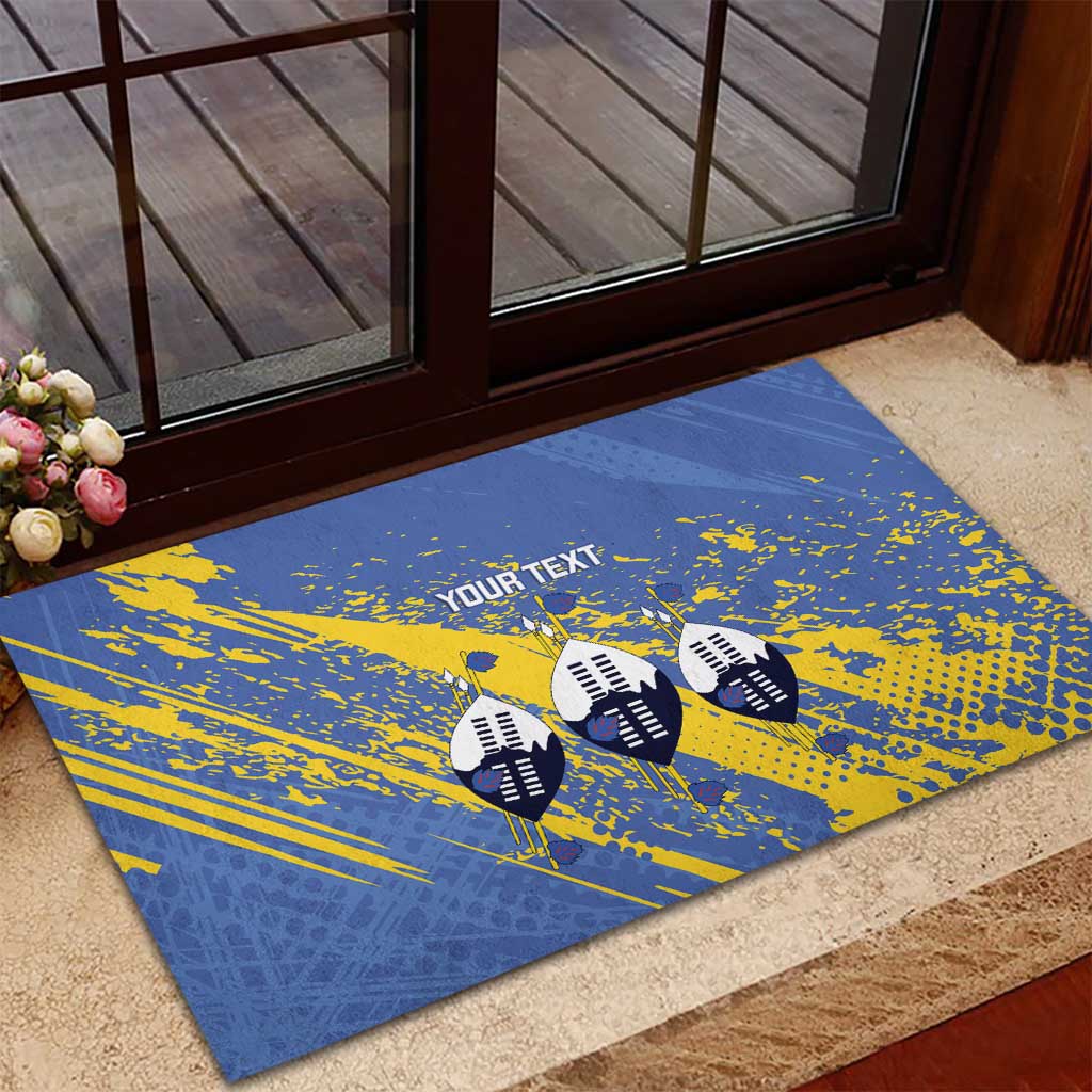 Eswatini Football Custom Rubber Doormat Sihlangu Semnikati Blue - African Pride