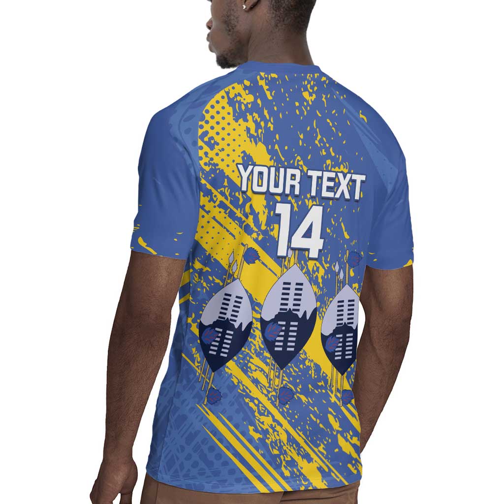 Eswatini Football Custom Rugby Jersey Sihlangu Semnikati Blue - African Pride