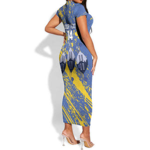 Eswatini Football Custom Short Sleeve Bodycon Dress Sihlangu Semnikati Blue - African Pride
