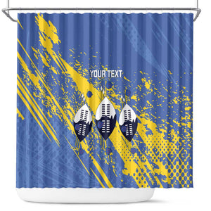 Eswatini Football Custom Shower Curtain Sihlangu Semnikati Blue - African Pride