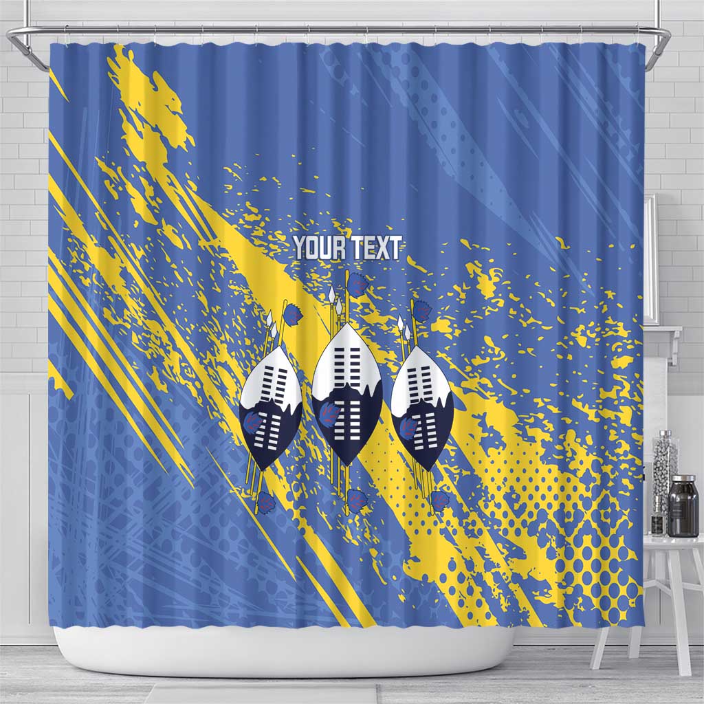 Eswatini Football Custom Shower Curtain Sihlangu Semnikati Blue - African Pride