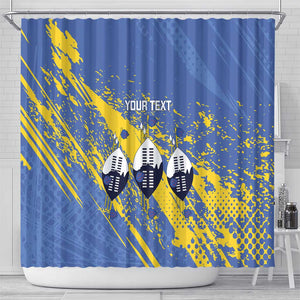 Eswatini Football Custom Shower Curtain Sihlangu Semnikati Blue - African Pride