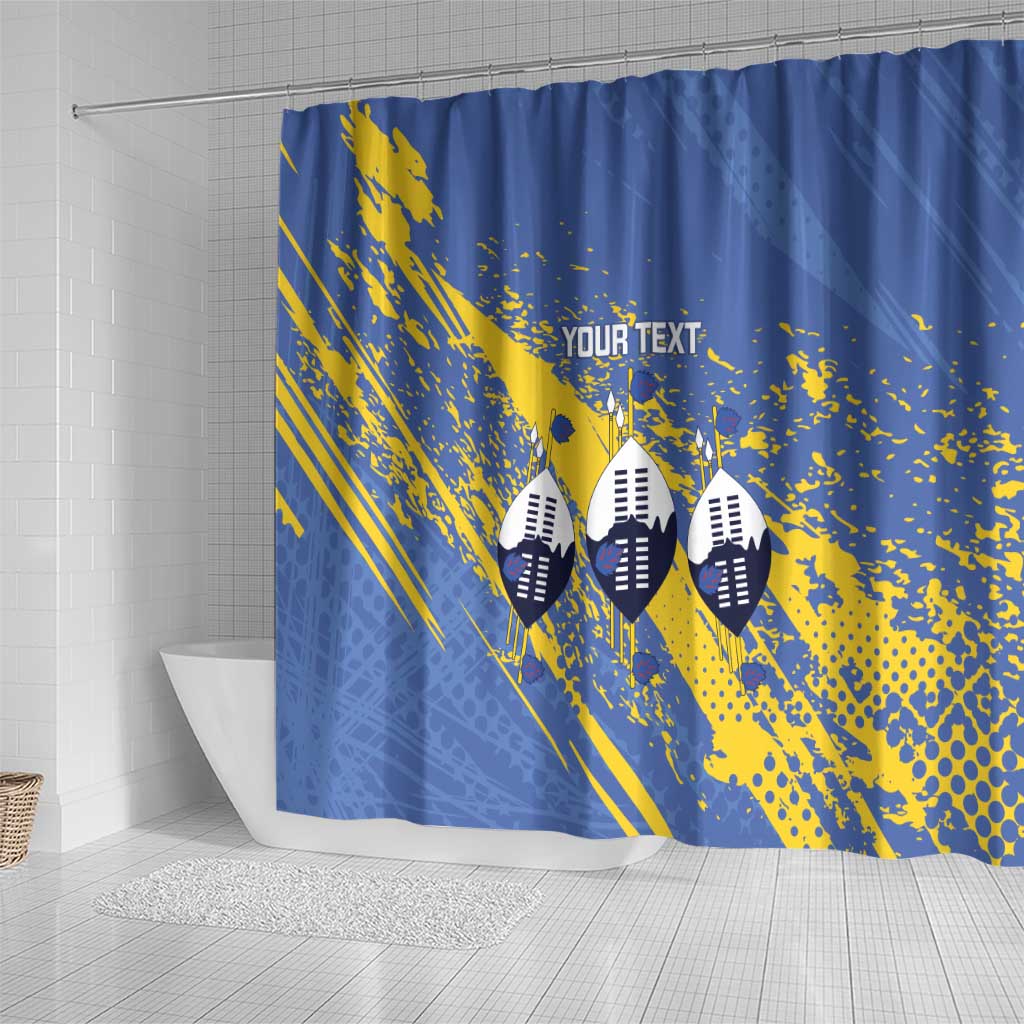 Eswatini Football Custom Shower Curtain Sihlangu Semnikati Blue - African Pride