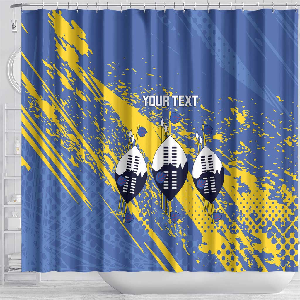 Eswatini Football Custom Shower Curtain Sihlangu Semnikati Blue - African Pride