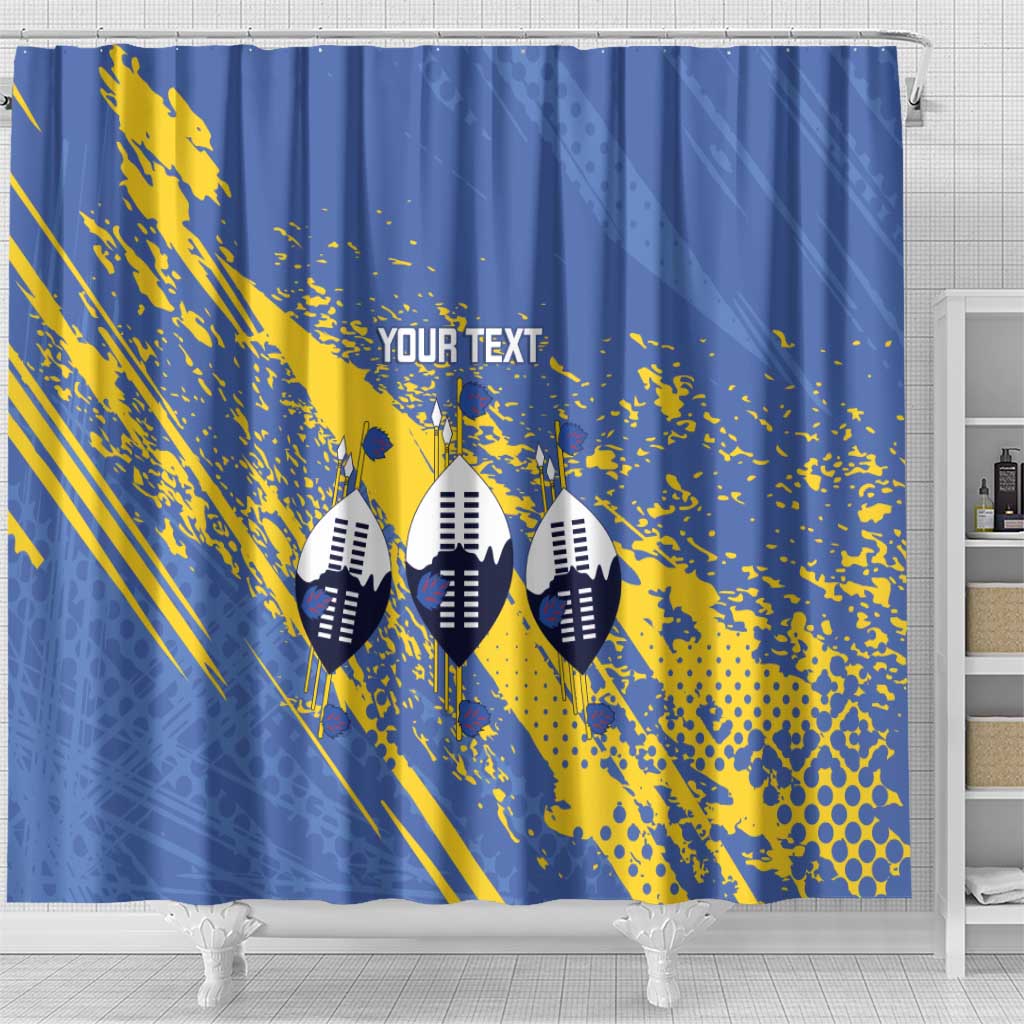 Eswatini Football Custom Shower Curtain Sihlangu Semnikati Blue - African Pride