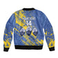 Eswatini Football Custom Sleeve Zip Bomber Jacket Sihlangu Semnikati Blue - African Pride