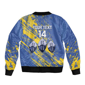 Eswatini Football Custom Sleeve Zip Bomber Jacket Sihlangu Semnikati Blue - African Pride