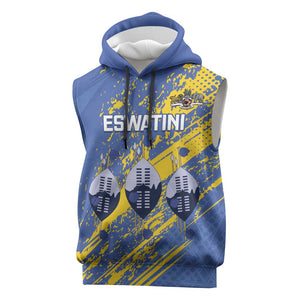 Eswatini Football Custom Sleeveless Hoodie Sihlangu Semnikati Blue - African Pride