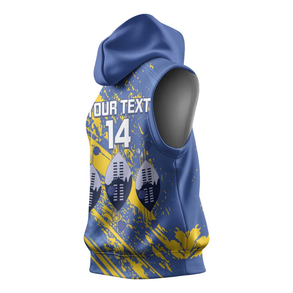 Eswatini Football Custom Sleeveless Hoodie Sihlangu Semnikati Blue - African Pride
