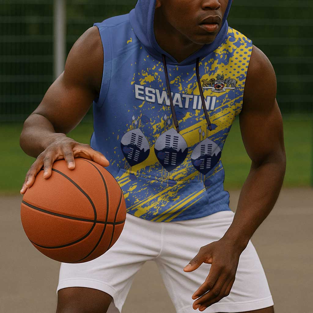 Eswatini Football Custom Sleeveless Hoodie Sihlangu Semnikati Blue - African Pride