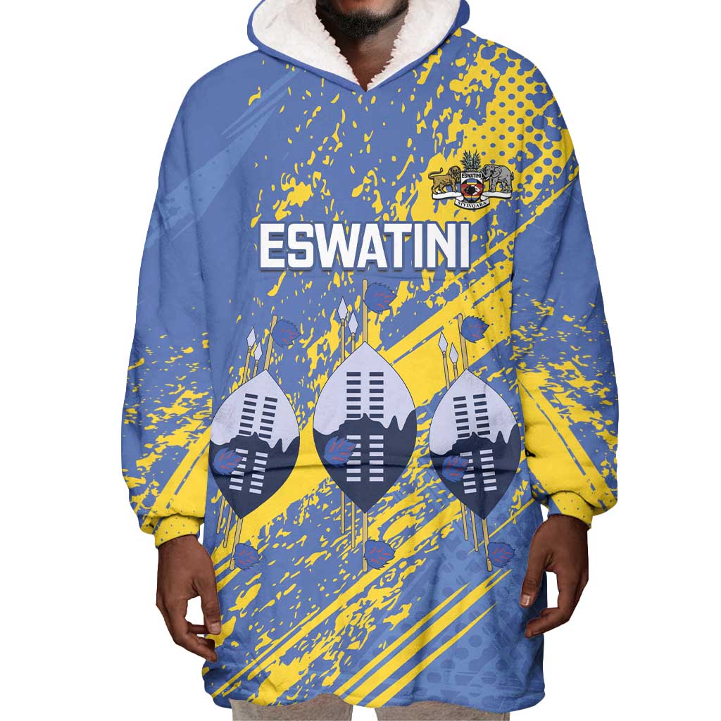 Eswatini Football Custom Wearable Blanket Hoodie Sihlangu Semnikati Blue - African Pride