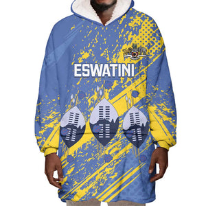 Eswatini Football Custom Wearable Blanket Hoodie Sihlangu Semnikati Blue - African Pride