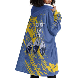 Eswatini Football Custom Wearable Blanket Hoodie Sihlangu Semnikati Blue - African Pride