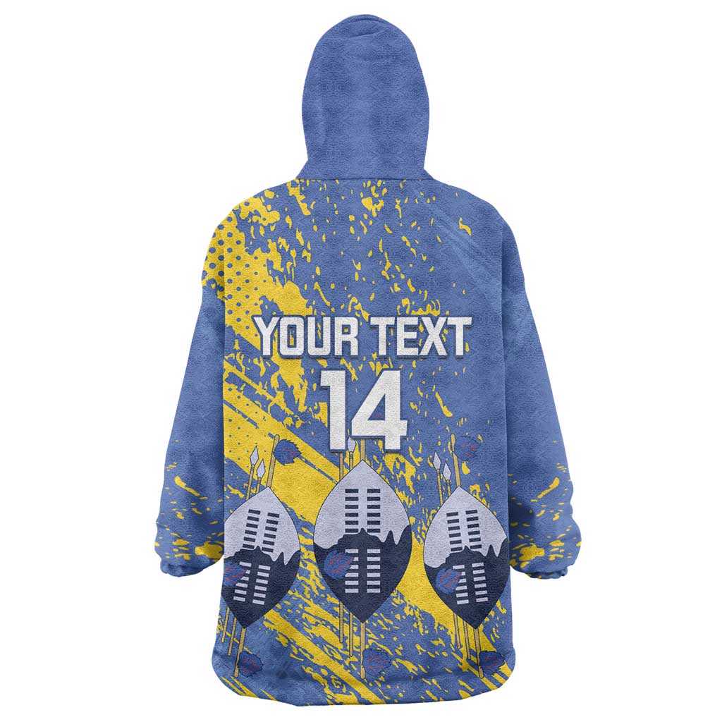 Eswatini Football Custom Wearable Blanket Hoodie Sihlangu Semnikati Blue - African Pride